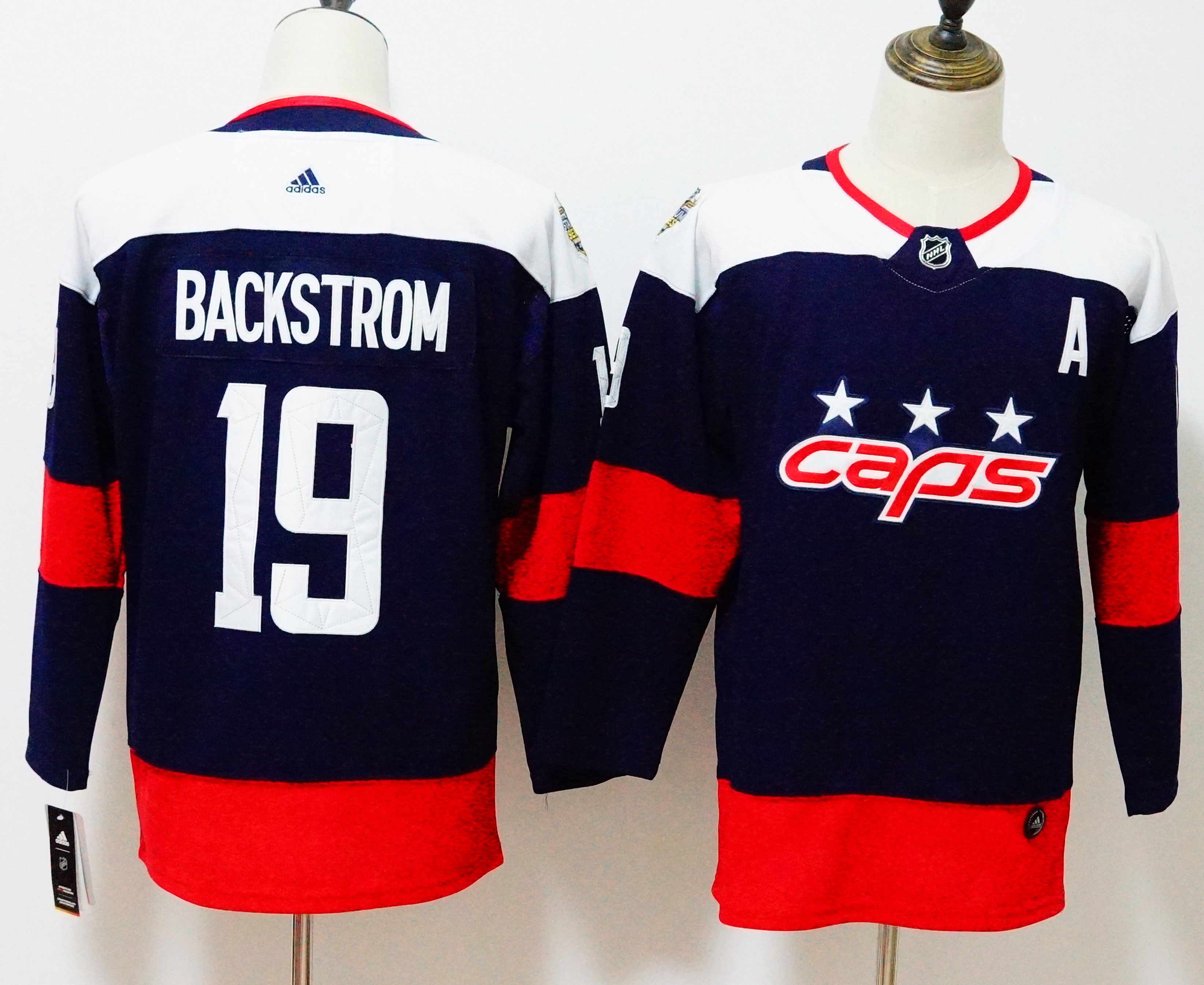 Women Washington Capitals 19 Backstrom Blue Hockey Stitched Adidas NHL Jerseys